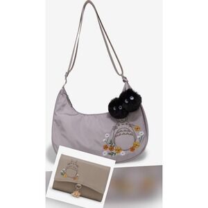 NWT Studio Ghibli My Neighbor Totoro Floral Totoro Nylon Crossbody Bag & WALLET!